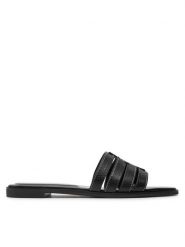 Tory Burch Klapki Ines 158616 Czarny. Czarne klapki Tory Burch, bez wzorów, ze skóry, bez obcasa, bez zapięcia. Za 999.99 zł.
