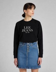 LEE CREW NECK SWS DAMSKA BLUZA BLACK L53ATX01 112140222. Czarne bluzy Lee, l, bez wzorów, bez ramiączek, bez kaptura. Za 139.99 zł.