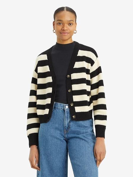 Levi's Kardigan w kolorze czarno-beżowym rozmiar: L. Brązowe swetry Levi's, l, bez wzorów, ze splotem, bez ramiączek. Za 166.88 zł.