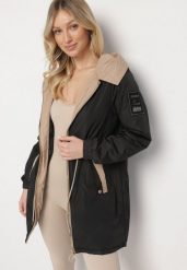 Czarna Kurtka Parka z Kapturem i Ściągaczem w Pasie Sizana. Czarne kurtki Born2be, l, bez wzorów, z jeansu, eleganckie, z kapturem. W wyprzedaży za 152.99 zł.