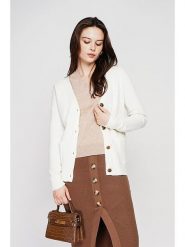 C& Jo Kardigan w kolorze białym rozmiar: 36. Białe swetry C& Jo, bez wzorów, ze splotem, klasyczne, bez ramiączek. Za 121.99 zł.