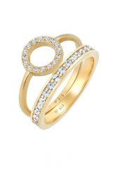 Elli PREMIUM Damska obrączka Duo Memorie Circle Geo Timeless z kryształami w srebrze próby 925 sterling silver Pierścionki 1 ct Damski. Szare pierścionki Elli PREMIUM, srebrne. Za 333.99 zł.