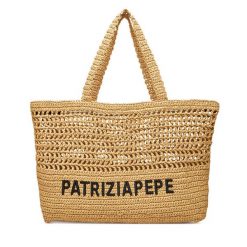 Torebka Patrizia Pepe. Brązowe shopper bag Patrizia Pepe, bez wzorów, bez dodatków. Za 839.99 zł.