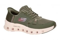Buty sportowe damskie Skechers Glide Step Pro. Zielone buty treningowe Skechers, bez wzorów, z materiału, bez zapięcia. Za 431.00 zł.