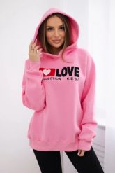 Bluza bawełniana ocieplana z kapturem Love jasno różowa. Czerwone bluzy KESI, l, bez wzorów, z bawełny, bez ramiączek, z kapturem. Za 271.84 zł.