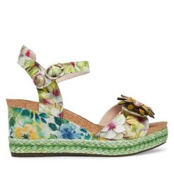 Sandały Laura Vita. Zielone sandały LAURA VITA, bez wzorów, bez obcasa, na koturnie, bez zapięcia. Za 439.99 zł.