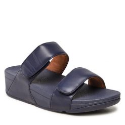 Klapki FitFlop. Niebieskie klapki FitFlop, bez wzorów, bez obcasa, bez zapięcia. Za 259.99 zł.