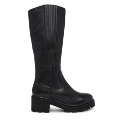 Kozaki Josef Seibel. Czarne kozaki Josef Seibel, bez wzorów, bez obcasa, na słupku, bez zapięcia. Za 649.99 zł.