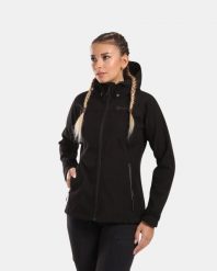 Damska kurtka softshell Kilpi RAVIA-W. Czarne kurtki Kilpi, na jesień, bez wzorów, z materiału, klasyczne, bez kaptura. Za 370.41 zł.