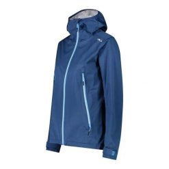Kurtka przeciwdeszczowa damska z kapturem CMP Unlimitech. Niebieskie kurtki przeciwdeszczowe CMP, bez wzorów, z kapturem, trekkingowe. Za 506.50 zł.