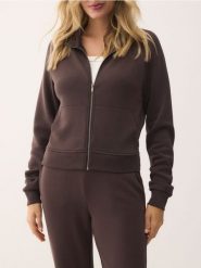 Rozpinana bluza ze stójką - brązowy. Brązowe bluzy bez kaptura Reserved, l, bez wzorów, z dzianiny, bez kaptura. Za 119.99 zł.