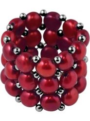 Pearl Addict Pierścionek perłowy w kolorze czerwonym rozmiar: onesize. Czerwone pierścionki Pearl Addict, z perłą. Za 132.67 zł.