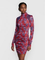 Versace Jeans Couture Sukienka koktajlowa 73HAO919 Fioletowy Slim Fit. Fioletowe sukienki Versace Jeans Couture, bez wzorów, z jeansu, wizytowe, bez kołnierzyka, bez ramiączek. Za 1,799.00 zł.