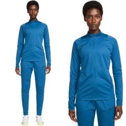 Dres damski Nike Academy 21 Track Suit treningowy Dri-Fit zestaw bluza spodnie. Niebieskie bluzy Nike, xs, bez wzorów, z dresówki, sportowe, bez ramiączek, bez kaptura. Za 303.25 zł.