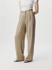 LeGer Spodnie "Draco" w kolorze beżowym rozmiar: 40. Brązowe spodnie materiałowe LeGer, bez wzorów, z materiału, z podwyższonym stanem. Za 121.99 zł.