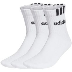 Skarpety adidas 3-Stripes Linear Half-Crew Cushioned 3P. Białe skarpetki adidas, bez wzorów. Za 37.00 zł.