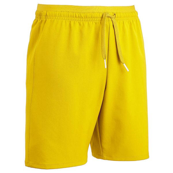 Spodenki piłkarskie dla dzieci Kipsta Viralto Club. Żółte szorty KIPSTA, bez wzorów, z elastanu, sportowe. Za 39.99 zł.