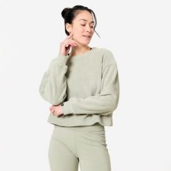 Bluza do jogi damska Kimjaly cocoon. Zielone bluzy KIMJALY, na zimę, s, bez wzorów, z bawełny, sportowe, bez ramiączek, bez kaptura. Za 129.99 zł.