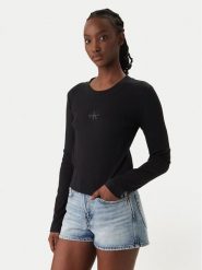 Calvin Klein Jeans Bluzka Monogram LV047A803G Czarny Slim Fit. Czarne bluzki Calvin Klein Jeans, s, bez wzorów, z bawełny, bez kołnierzyka, bez ramiączek. Za 249.99 zł.