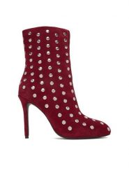 Eva Minge Botki EO-MARY-121949 Bordowy. Czerwone botki Eva Minge, bez wzorów, ze skóry, bez obcasa, na szpilce, bez zapięcia. Za 329.99 zł.
