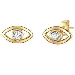 Glanzstücke München Srebrne kolczyki sztyfty Wszechwidzące oko srebro wysokiej próby Cyrkonia żółte złoto Kolczyki 1 ct Damski. Szare kolczyki Glanzstücke München, z cyrkonią, pozłacane. Za 129.99 zł.