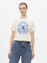 Tommy Hilfiger T-Shirt Reg Crest C-Nk Tee Ss WW0WW41058 Écru Regular Fit. T-shirty Tommy Hilfiger, l, bez wzorów, z bawełny, bez kołnierzyka, bez ramiączek. Za 189.99 zł.