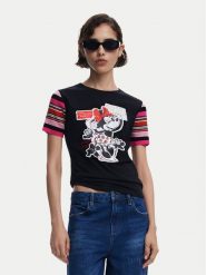 Desigual T-Shirt Minnie 25SWTK39 Czarny Slim Fit. Czarne t-shirty Desigual, xs, bez wzorów, z syntetyku, bez kołnierzyka, bez ramiączek. Za 179.99 zł.