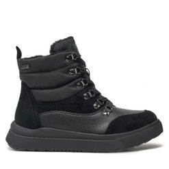 Botki Jana. Czarne botki JANA, bez wzorów, bez obcasa, na płaskiej podeszwie, bez zapięcia. Za 209.99 zł.