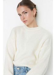 Trendyol Sweter w kolorze kremowym rozmiar: L. Brązowe swetry Trendyol, l, bez wzorów, ze splotem, bez ramiączek. Za 101.23 zł.