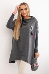 Bluza oversize z asymetrycznymi bokami grafitowa. Szare bluzy KESI, l, bez wzorów, z bawełny, bez kaptura. Za 209.11 zł.
