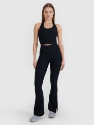 4F Legginsy z rozszerzanymi nogawkami damskie 4F x Anna Lewandowska - czarne S. Czarne legginsy 4f, bez wzorów, z dzianiny, eleganckie. Za 99.99 zł.
