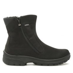 Botki Ara. Czarne botki ara, bez wzorów, z gore-texu, bez obcasa, na płaskiej podeszwie, bez zapięcia. Za 549.99 zł.