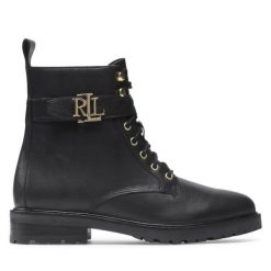 Botki LAUREN RALPH LAUREN. Czarne botki Lauren Ralph Lauren, bez wzorów, bez obcasa, na płaskiej podeszwie, bez zapięcia. Za 549.99 zł.