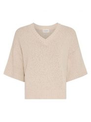 MOSS COPENHAGEN Sweter w kolorze beżowym rozmiar: XS/S. Brązowe swetry Moss Copenhagen, s, bez wzorów, z bawełny, bez ramiączek. Za 184.95 zł.