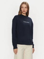 Calvin Klein Bluza K20K205450 Granatowy Regular Fit. Niebieskie bluzy Calvin Klein, s, bez wzorów, z bawełny, bez kaptura. Za 249.99 zł.