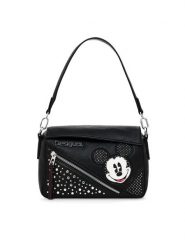 Desigual Torebka Mickey Studstyle Phuk 24WAXP71 Czarny. Czarne torebki klasyczne Desigual, bez wzorów, ze skóry, bez dodatków. Za 199.99 zł.
