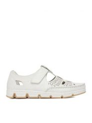 Rieker Półbuty CEO-49958-81 Biały. Białe półbuty wsuwane Rieker, bez wzorów, ze skóry, bez obcasa, na płaskiej podeszwie. Za 379.99 zł.