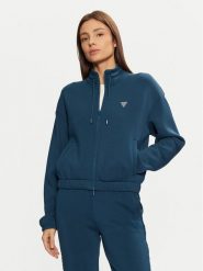 Guess Bluza V4BQ14 K7UW2 Niebieski Regular Fit. Niebieskie bluzy Guess, l, z aplikacjami, z wiskozy, bez kaptura. Za 239.99 zł.