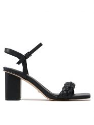 Guess Sandały Cadhna FL6CDN ELE03 Czarny. Czarne sandały Guess, z aplikacjami, ze skóry, bez obcasa, na słupku, bez zapięcia. Za 319.99 zł.