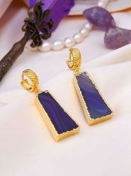 Pierres de Jade Pozłacane kolczyki-kreole z agatami rozmiar: onesize. Niebieskie kolczyki Pierres de Jade, z agatem, pozłacane. Za 43.99 zł.