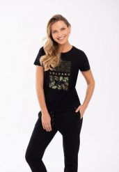 T-shirt z błyszczącą aplikacją T-ASH. Czarne t-shirty Volcano, plus size, z aplikacjami, z bawełny, klasyczne, bez kołnierzyka, bez ramiączek. Za 59.99 zł.