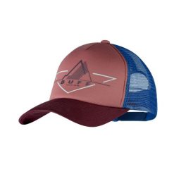 Czapka z daszkiem BUFF® TRUCKER CAP. Czerwone czapki z daszkiem Buff, bez wzorów, z materiału, sportowe. W wyprzedaży za 99.99 zł.