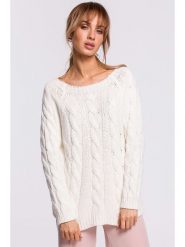 Made of emotion Sweter w kolorze kremowym rozmiar: S/M. Brązowe swetry Made Of Emotion, m, bez wzorów, ze splotem, bez ramiączek. Za 127.95 zł.