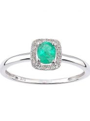 Revoni Złoty pierścionek z diamentami i szmaragdem rozmiar: 52. Szare pierścionki Revoni, z diamentem, złote. Za 1,391.99 zł.