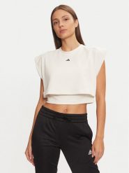 Adidas Koszulka techniczna Power Boxy French Terry 3-Stripes IW3188 Écru Slim Fit. T-shirty sportowe adidas, l, bez wzorów, z syntetyku, bez ramiączek, na fitness i siłownię. Za 159.99 zł.