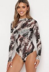 Brązowe Siateczkowe Body z Metaliczną Nitką Diandra. Brązowe body i gorsety Born2be, bez wzorów, z tkaniny, bez ramiączek. W wyprzedaży za 42.49 zł.