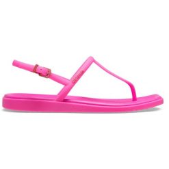 Sandały damskie Miami Toe Loop Sandal. Czerwone sandały Crocs, bez wzorów, bez obcasa, bez zapięcia. W wyprzedaży za 107.73 zł.