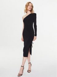 Elisabetta Franchi Sukienka koktajlowa AM-91B-32E2-V480 Czarny Slim Fit. Czarne sukienki Elisabetta Franchi, bez wzorów, z wiskozy, wizytowe, bez kołnierzyka, bez ramiączek. Za 1,919.00 zł.