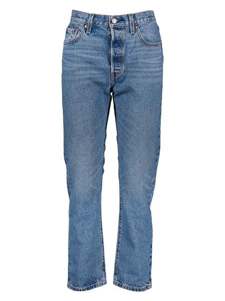 Levi's Dżinsy "501® Crop" - Regular fit - w kolorze niebieskim rozmiar: W25/L28. Niebieskie jeansy Levi's, l, z aplikacjami, z bawełny, klasyczne, z podwyższonym stanem. Za 378.63 zł.