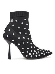 KARL LAGERFELD Botki Pandara KL31367 Czarny. Czarne botki KARL LAGERFELD, bez wzorów, z materiału, bez obcasa, na szpilce, bez zapięcia. Za 819.99 zł.